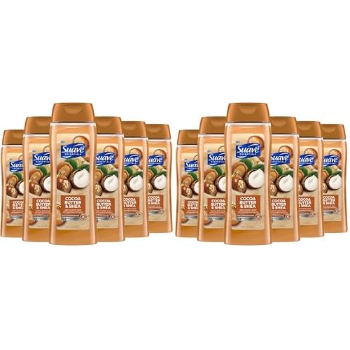 Suave Moisturizing Body Wash, Cocoa Butter and Shea with Vitamin E Extract, No Parabens, No Phtahaltes, 18 Oz (Pack of 12)