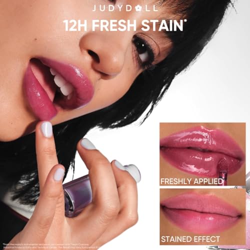 JUDYDOLL Ice Watery Lip Gloss-Gen 2 Shiny Mirror Lip Gloss, Long Lasting Stain, Moisturizing & Nourishing Essence (12 Grapeful Dream)