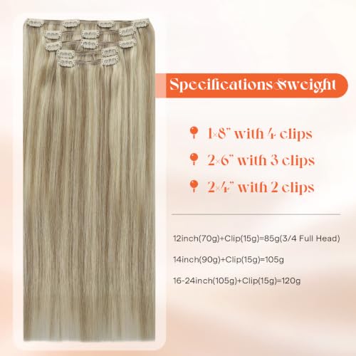 Sunny Hair Clip-in Human Hair Extensions Blonde Remy for Volume & Highlights