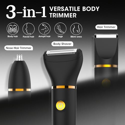 Manscape Body Hair Trimmer for Men: Pubic Hair Trimmer, 3 in 1 Versatile Electric Shaver for Groin,Face,Beard,Nose,Waterproof Body Groomer with Ceramic Blades, Mens Gifts