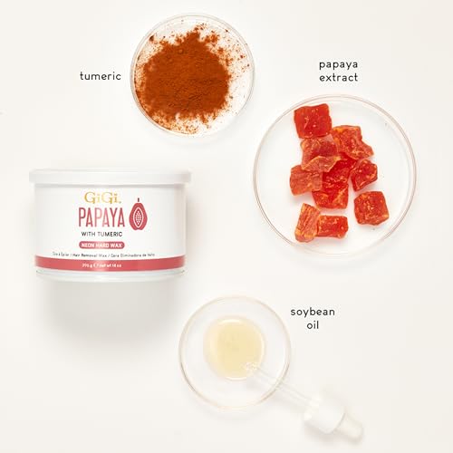 Gigi Neon Hard Wax ? Papaya, Stripless Wax for Hair Removal, Ideal for Sensitive Skin, 14 Oz
