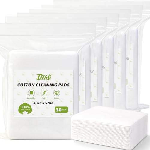 Jumbo Cotton Pads 180 Count, 4.7x5.9 Inch, 100% Pure Cotton