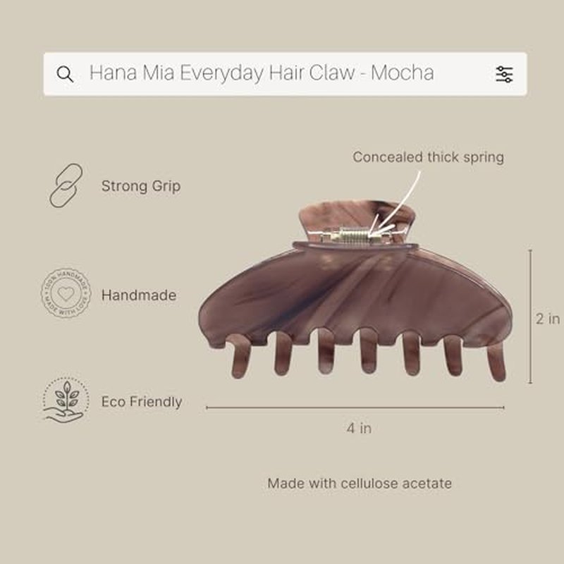 Mocha Claw Clip for Women | 4 Inch Secure Hair Clip