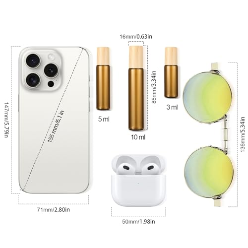 Amber Glass Roll-On Bottles 10ml - 8 Pack Refillable Travel Set