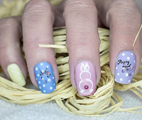 Easter Bunny Water Transferr Nail Art Decals Cute Bunny Rabbit Design Water Transfer Nail Decal Nail Supplies for Kids Girls Women Manicure Tips for Acrylic Nails12 Sheet