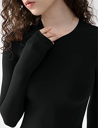 Women's Crew Neck Long Sleeve Bodysuit Sexy Tops