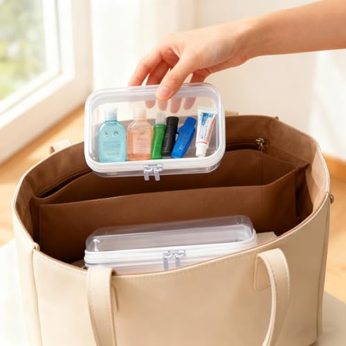 Clear Hard Shell Zipper Storage Cases Set (S+M)