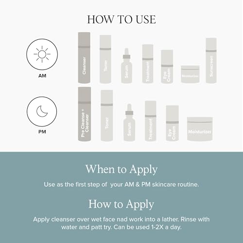DRMTLGY Essential Facial Cleanser - Gentle Face Cleanser and Face Wash for Women and Men with Anti-Aging Peptides & Hyaluronic Acid. 6.9 fl oz, 2 pack