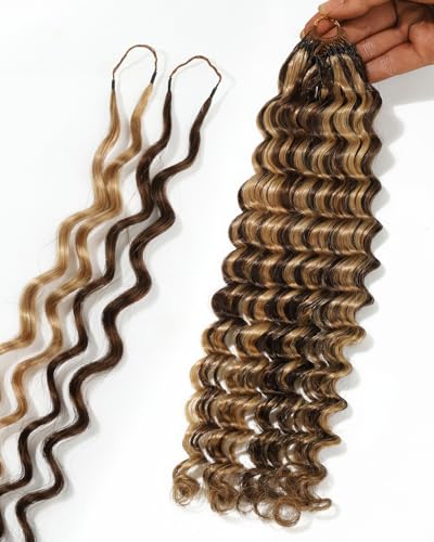 BEEOS Knotless Crochet Hair Deep Wave 22" P4/27 Human Hair