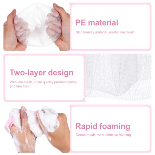 Ipetboom 3-Pack Soap Foaming Nets with Drawstring – Exfoliating Mesh Pouches