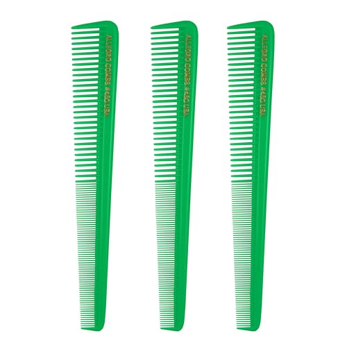 Allegro Combs #450 Tapered Hair Cutting Combs Barber Hairstylist Women's Beard Combs Men's Pocket Combs 3 Units. (Neon Green)