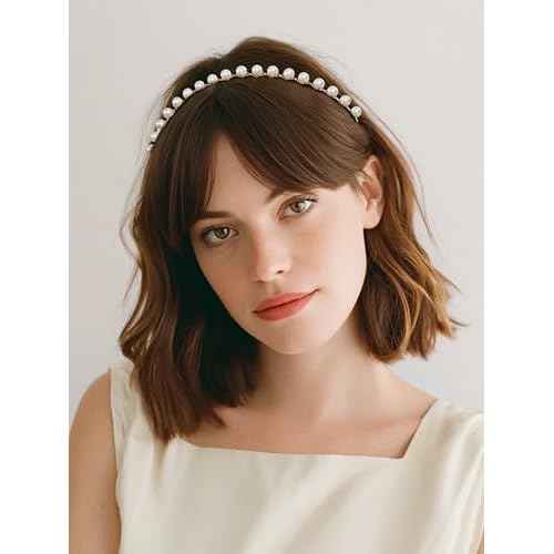 Sunolga 7 Pack Brown Headbands for Women Girls Non Slip Floral Padded Hairbands Cute Pearl Head bands Wide Headbands Trendy Hair Accessories