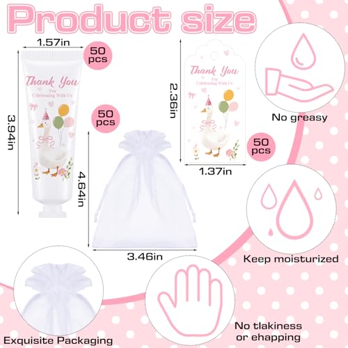 Demissle 50 Sets One Silly Goose Baby Shower Birthday Party Favors Travel Size Hand Cream Appreciation Hand Lotion with Cards and Bags Silly Goose Bulk Gifts for Guests Baby Shower Birthday(Pink)