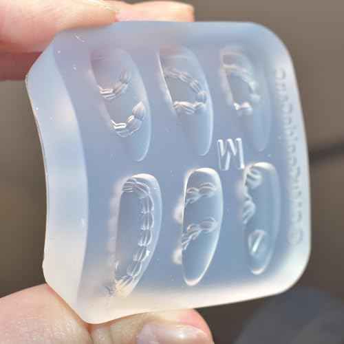 Nail Art Silicone Mold Embossed Cream Chain Design DIY Manicure 3D Carving Template with 6 Patterns, Resin Craft Making Tool Mould for Women Nail Decoration