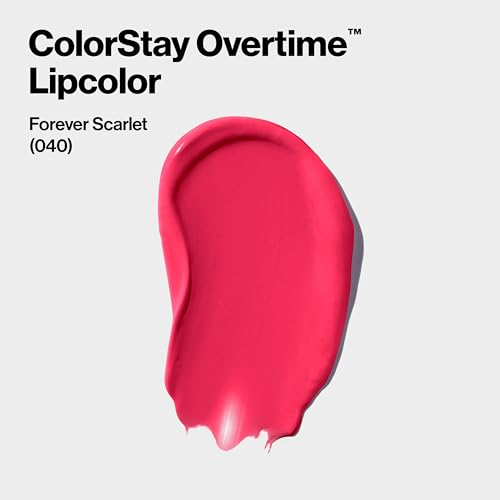 Revlon ColorStay Overtime Liquid Lipstick, 16-Hour Long-Lasting Lip Color with Gloss, 040 Forever Scarlet