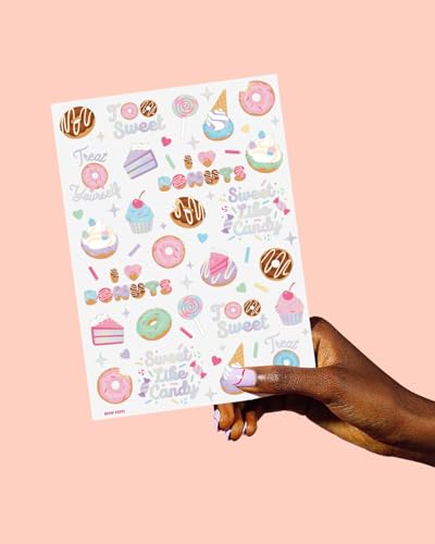 xo, Fetti Donut Temporary Tattoos - 50 Iridescent Designs