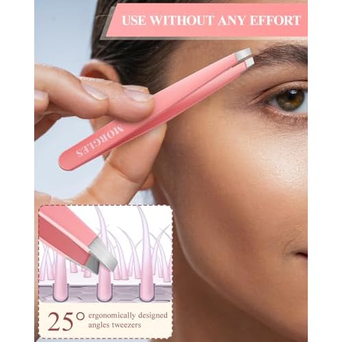 MORGLES Eyebrow Tweezers for Women Facial Hair, 10 in 1 Eyebrow Kit with Pimple Popper and Blackhead Remover Tools, Precision Ingrown Hair Tweezers Set with Travel Bag, Grooming Beauty Set