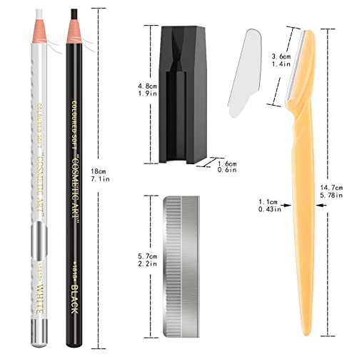 Waterproof Eyebrow Pencil Set - 19 Pieces with Trimmers & Blades
