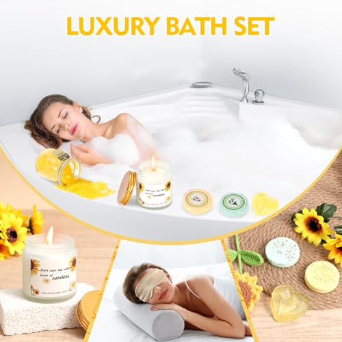 Self Care Gifts for Women, Sunflower Get Well Soon Gifts for Women Recovery After Surgery Care Package, Birthday Gifts Spa Gift Baskets Inspirational Gift Christmas Gift for Mom Sister Best Friends