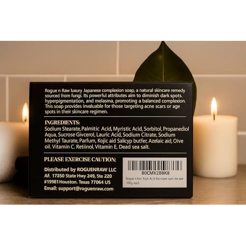 Turmeric Kojic Acid Soap Bars with Retinol, Collagen, Vitamin C & Glycerin - Natural Skin Brightening Soap for Dark Spots, Acne Scars & Even Tone - 2 Bars, 100G each