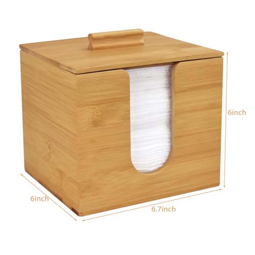 Bamboo Box for Clean Towels XL, Face Towel, Disposable Makeup Remover Dry Wipes, Bamboo Box Container Face Cleaning for Skin Care Face Towels Organizer (Face Towel Holder)