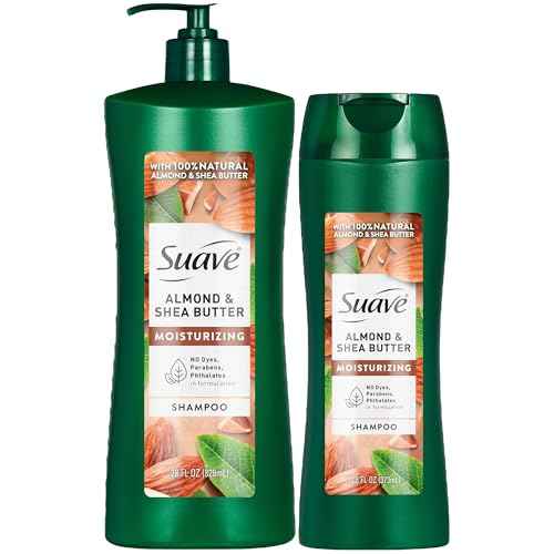 Suave Almond Shea Butter Moisturizing Shampoo 2-Size Bundle, Clarifies & Replenishes Dry, Damaged Hair