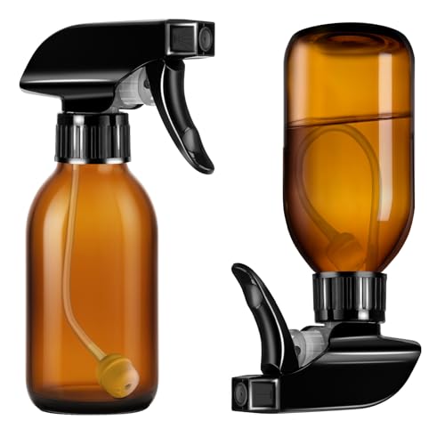 4 oz Amber Glass Spray Bottles - 2 Pack, 360° All-Angle Nozzle, UV Protection