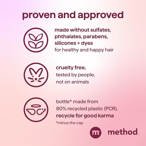 Method Volumizing Shampoo, Pure Peace with Rose, Peony, and Pink Sea Salt Scent Notes, Paraben and Sulfate Free, 14 oz (Pack of 1)