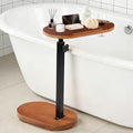 Bamboo Bathtub Caddy Tray, 360° Swivel Height Adjustable Bath Organizer
