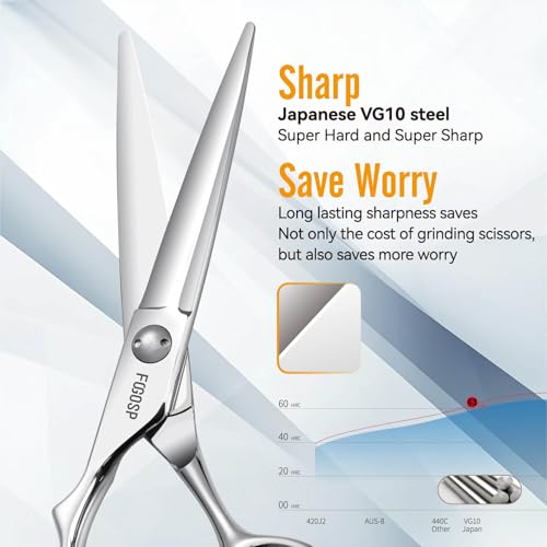 FOGOSP 6-Inch Left Hand Hair Shears Set VG10 Japanese Steel for Barbers & Salons