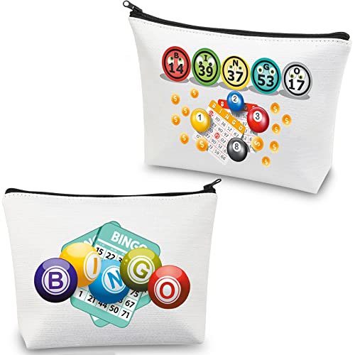 BGO Lover Gift Funny BGO Gifts BGO Makeup Bag Cosmetic Bag BGO Player Gifts BGO Game Gifts Travel Organizer Case (Bingo Bag White)