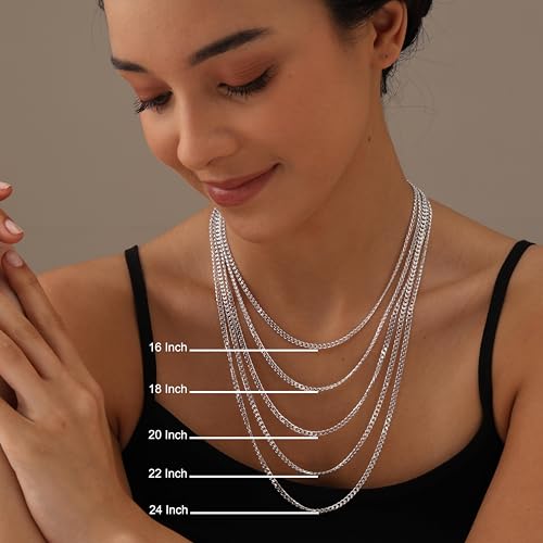 LeCalla Solid 925 Sterling Silver Italian 3.5mm, 4mm Diamond-Cut Cuban Link Curb Chain Necklace for Men Women (16, 18, 20, 22, 24, 26 Inches), Made in Italy