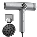 SPRX Silver High-Speed Ionic Hair Dryer with Diffuser - Professional Brushless Motor, Fast Drying, Low Noise, Travel Design