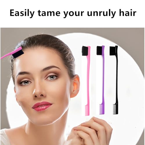 Purple Double Sided Edge Control Hair Brush - Detangling & Styling Tool