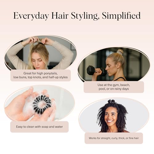 Kitsch Brunette Spiral Hair Ties - 8 Pack Creaseless Coiled Ponytail Holders