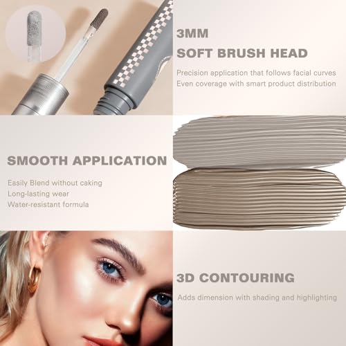 Wugbc Liquid Contour Stick with Matte Finish, Long-Lasting Bronzer & Highlighter, Lightweight & Blendable for Face Makeup