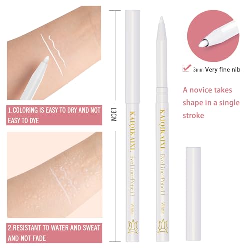 12Pcs White Eyeliner Pencils Professional Use as Highlighter,Lip Line Pen Long-lasting Nice Color Eye Brow Gel Pen Makeup Brow Tint Pencils Beauty Makeup Tools