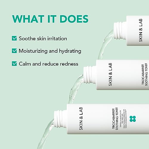[Skin&LAB] Tricicabarrier Soothing Toner, Infused with CICA, Tea Tree, and Heart Leaf, After Sun Care Product, Calm Sunbun and Hydrate Skin, Korean Toner, All Skin Types, 5.07 fl. oz.
