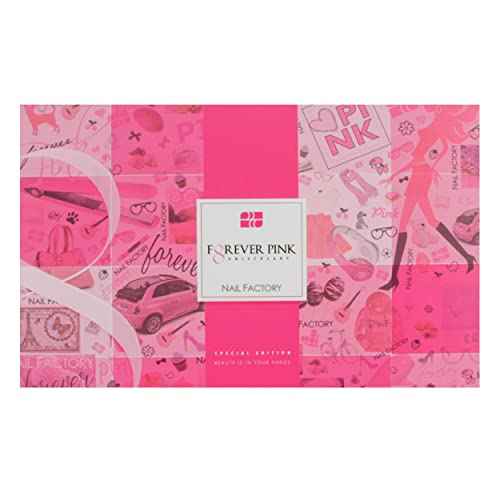 Nail Factory - Acrylic Powder Set Forever Pink Collection, 15 Pink Colors Mixed Shapes Set Glitter Nail Sequins Powder Holographic, Professional Nail Art Cosmetic, 3.5 Gr. Each One.