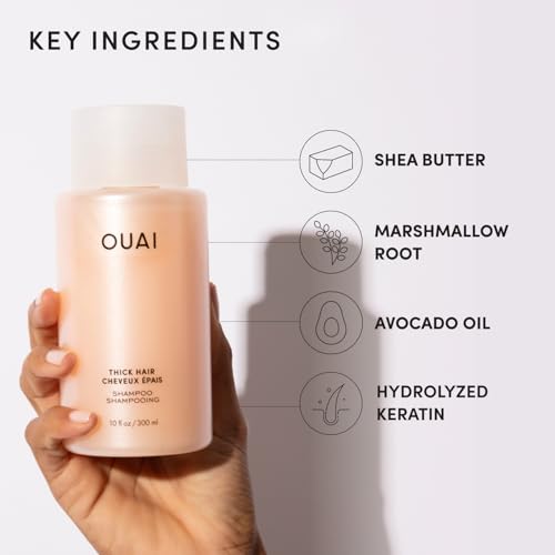 OUAI Thick Hair Shampoo - Hydrating Shea Butter for Frizzy Hair