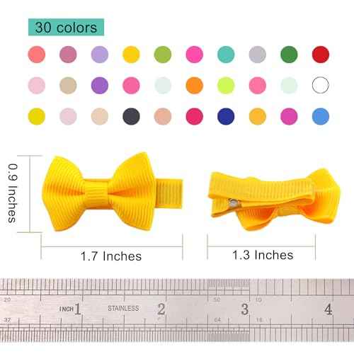 Toddler Hair Bows for Girls: 4.5cm Grosgrain Ribbon Lined Clips 60Pcs (30 pairs)