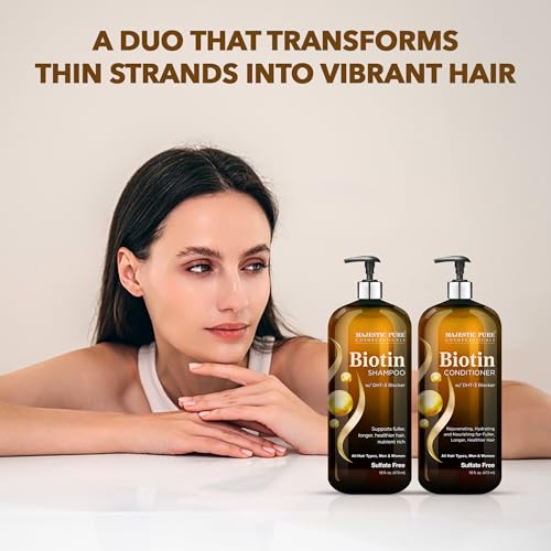 Majestic Pure Biotin Shampoo & Conditioner Set - Volumizing Hair Loss Treatment