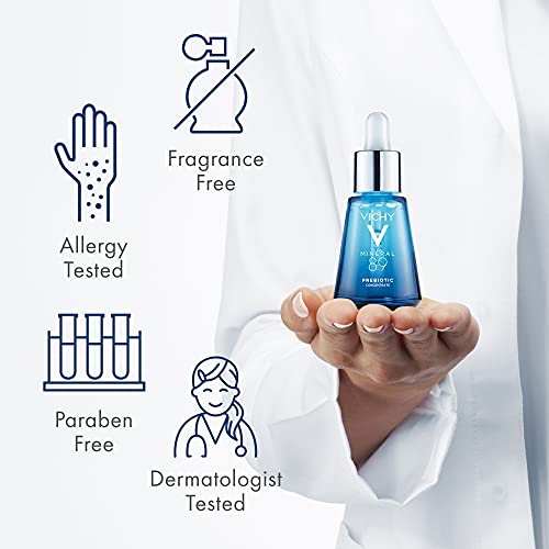 Vichy Mineral 89 Prebiotic Defense & Recovery Concentrate, Niacinamide Serum For Face, Skin Barrier Repair Seum With Antioxidants, Pore Minimizer & Hydrating Serum For Dull, Dry Skin