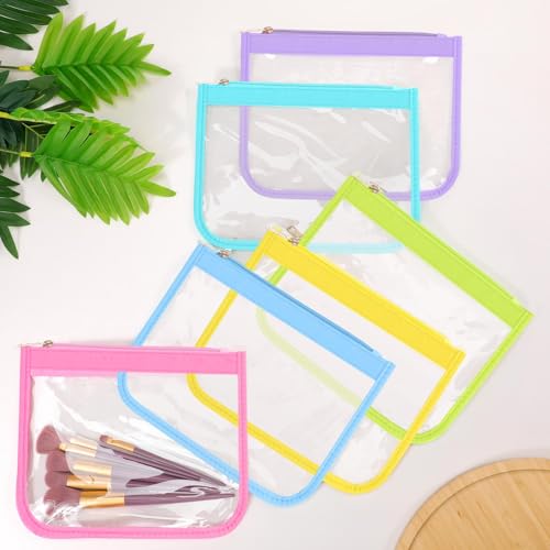 Weewooday 6 Pcs Clear Zipper Pouches DIY Chenille Letter Bag Nylon Cosmetic Bag Waterproof Portable Clear Travel Toiletry Bag Travel Bags for Women