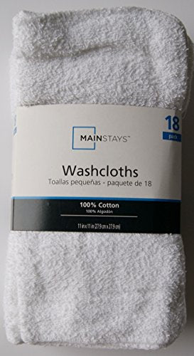 100% Cotton Washcloth Pack - 18 Count