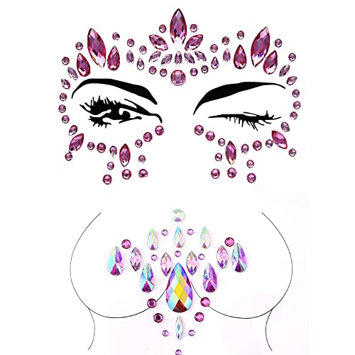 Mermaid Pink Face Gems Rhinestone Stickers for Rave & Festival