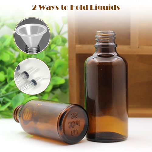 6Pcs Amber Glass Essential Oil Bottles 20ml Leakproof