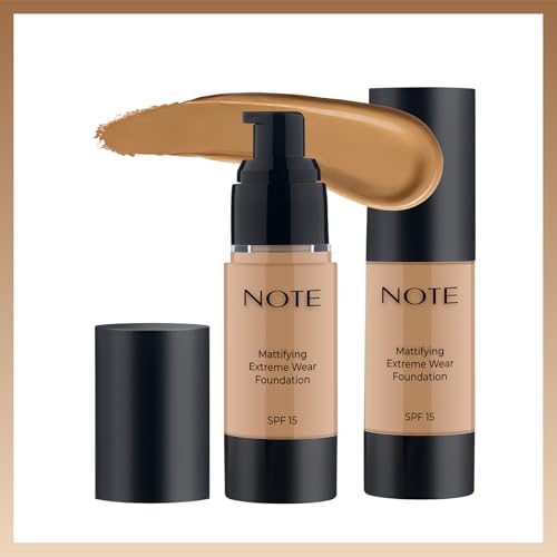 NOTE Mattifying Extreme Wear Liquid Foundation SPF 15 - Full Coverage Foundation Makeup - Matte for Oily and Combination Skin - 04-1 oz.