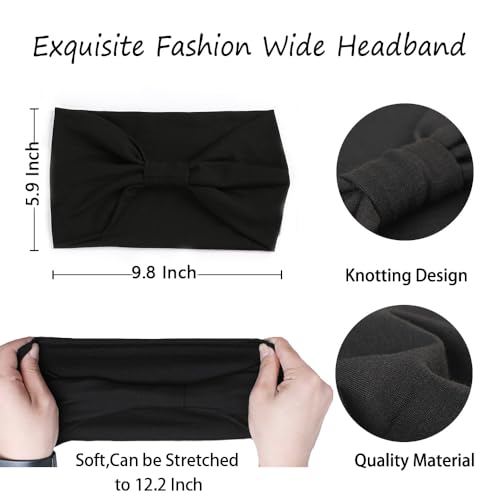 XTREND 4-Pack Bohemian Wide Headbands for Women - Non-Slip & Sweat-Absorbent