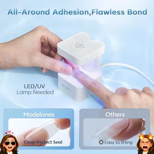 modelones 2pcs 15ml D-Clear Nail Gel Glue & Base Coat with Brush - Long Lasting